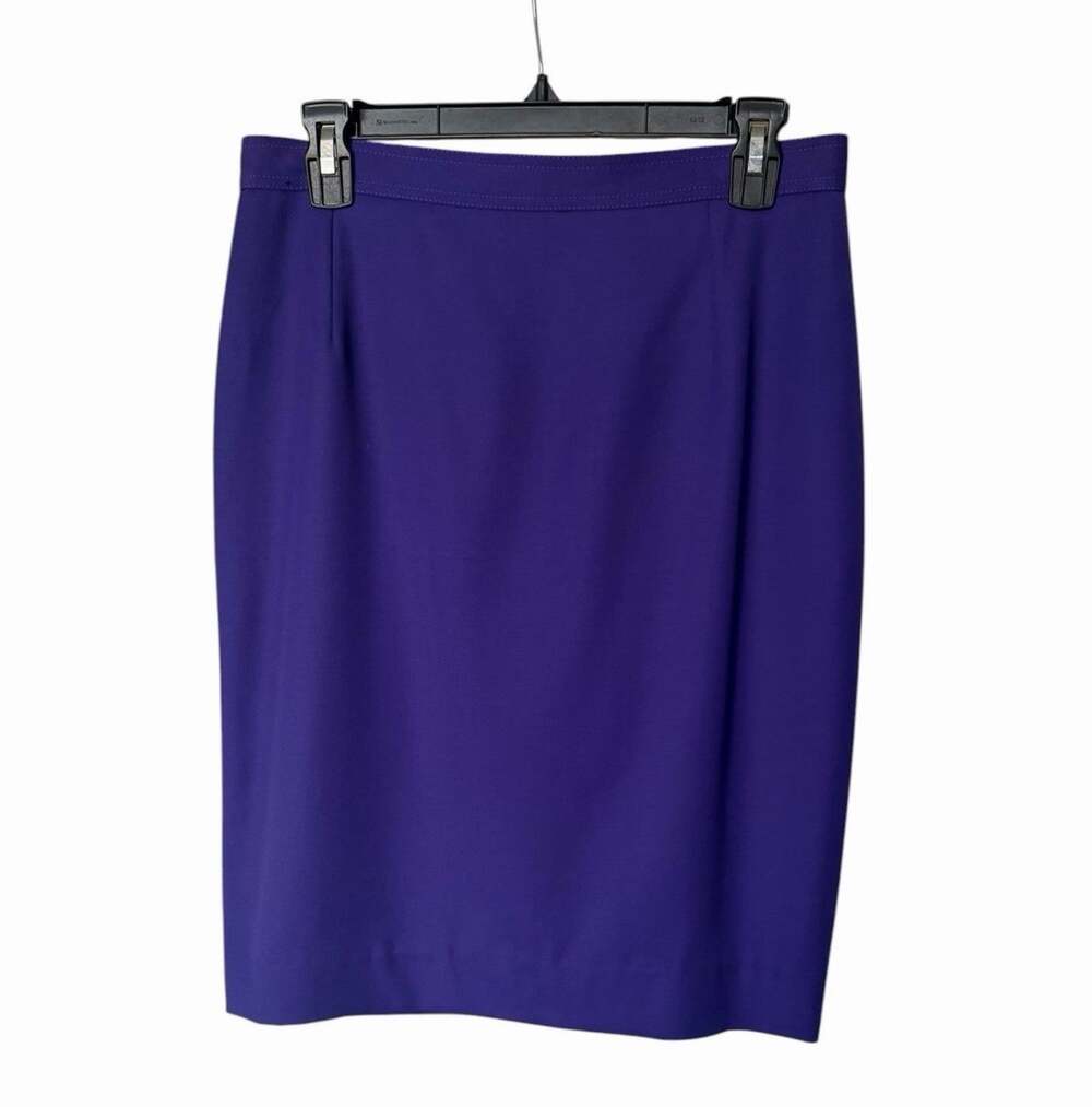 Vintage Valentino Miss V Purple Wool Pencil Skirt Size 46 Italy Flawed